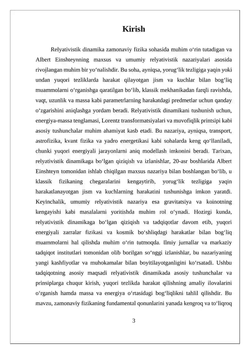 Relyativistik Dinamika 3