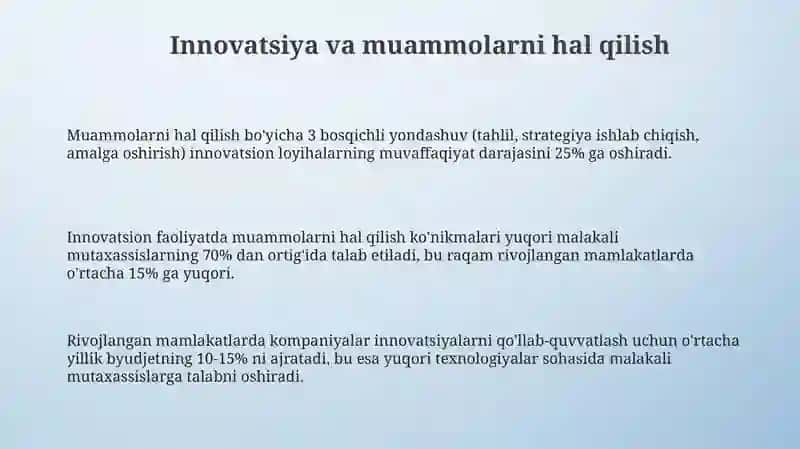 Innovatsiya va muammolarni hal qilish 3