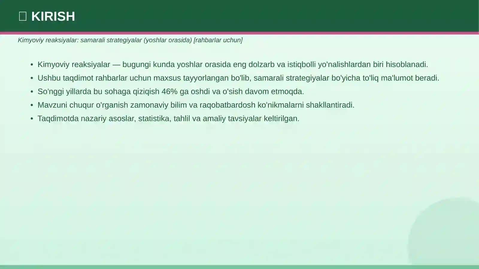 Kimyoviy reaksiyalar: samarali strategiyalar 3