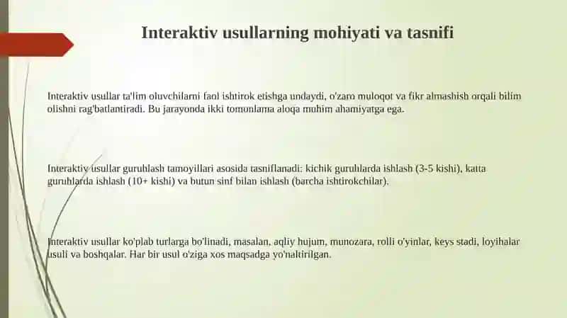 Interaktiv usullar 3