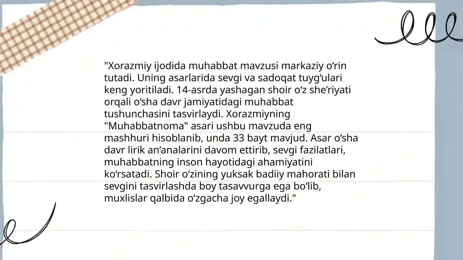 Xorazmiyning "Muhabbatnoma" asari 3
