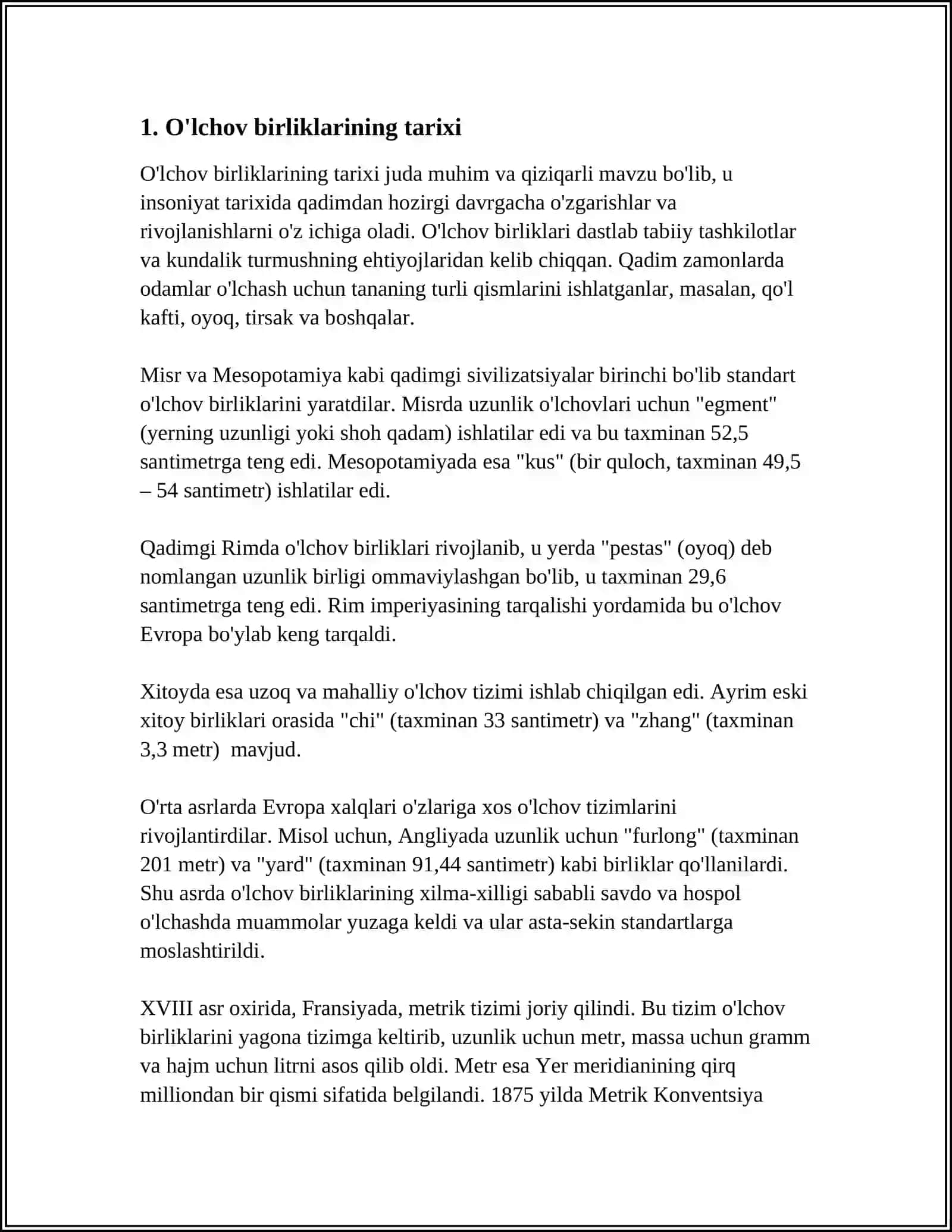 O'LCHOV BIRLIKLARI VA ULARDAN FOYDALANISH 3