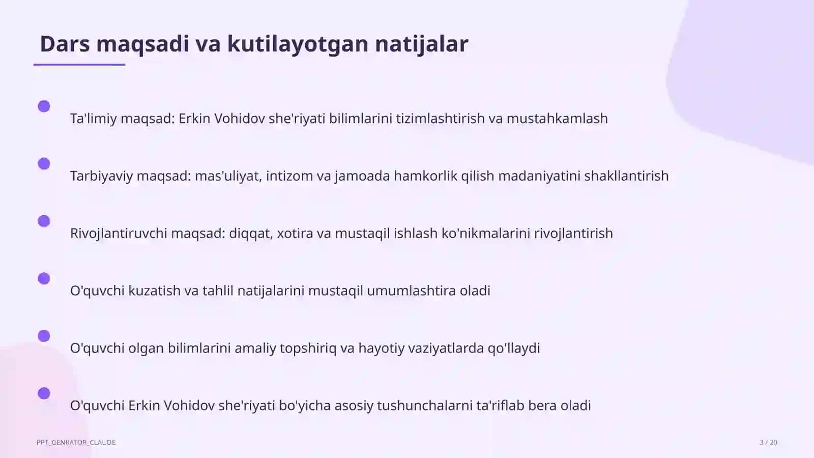 Erkin Vohidov she'riyati (8-sinf) 3