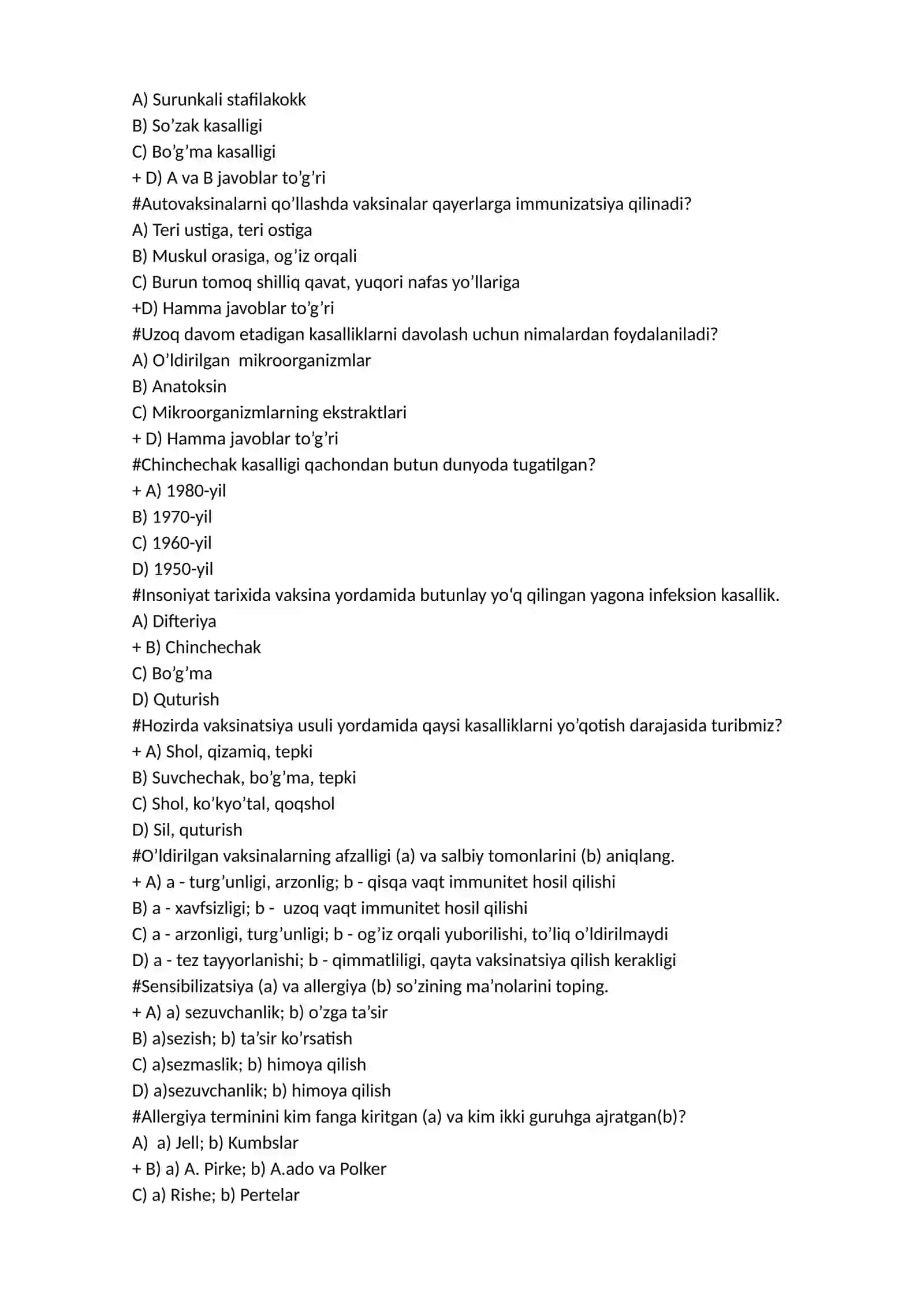Mikrobiologiya, virusologiya va immunologiya yakuniy test 3