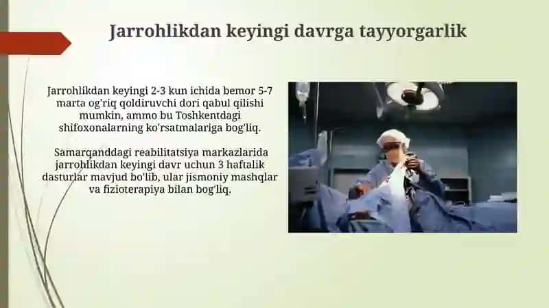 Bemorni xirurgik operatsiyaga tayyorlash 3