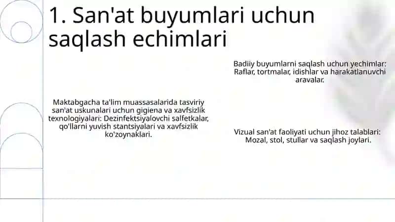 Tasviri faoliyat mashg'ulotlari uchun jihozlar 3