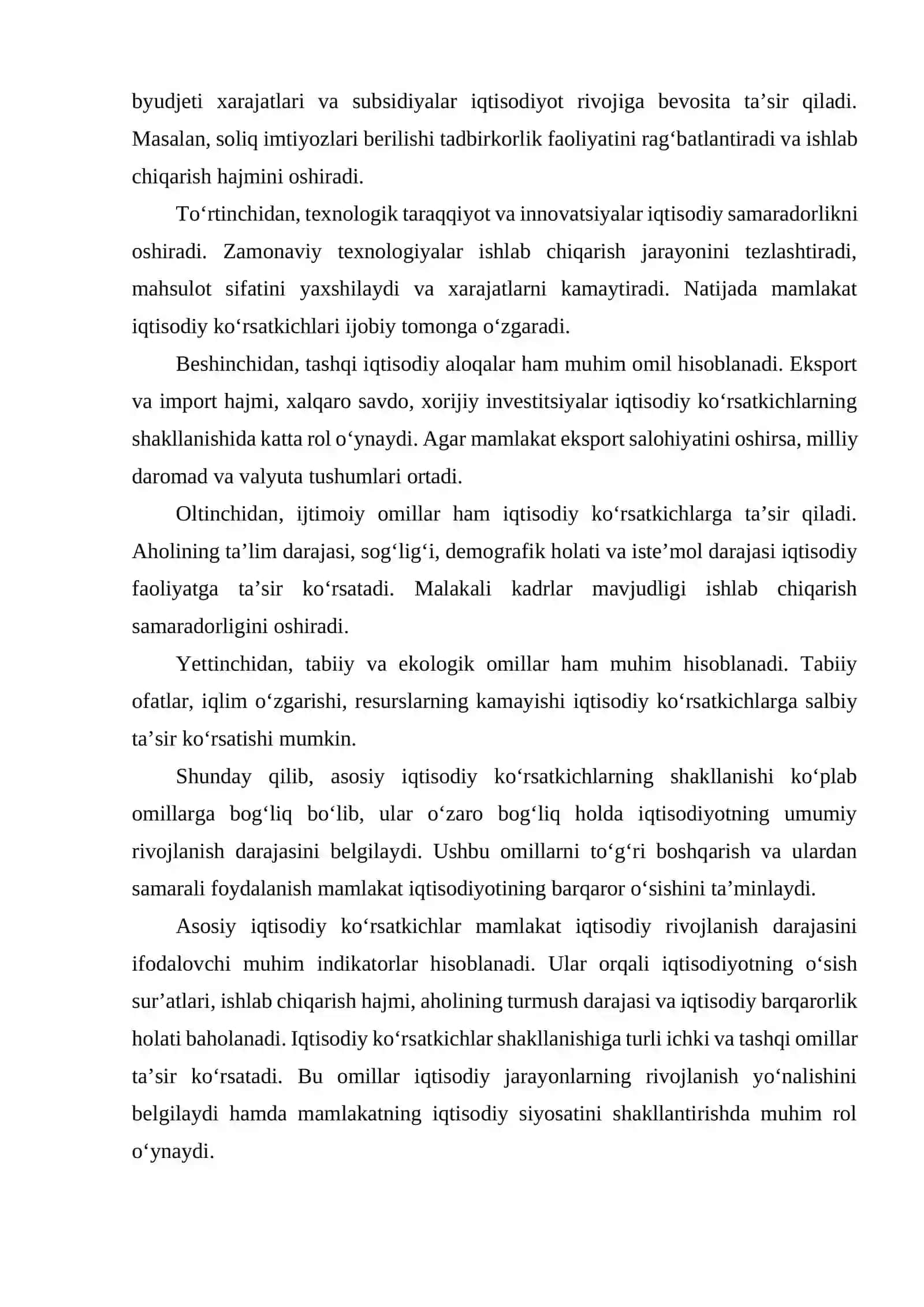 ASOSIY IQTISODIY KO‘RSATKICHLARNI SHAKLLANISHIGA TA’SIR ETUVCHI OMILLAR. 3