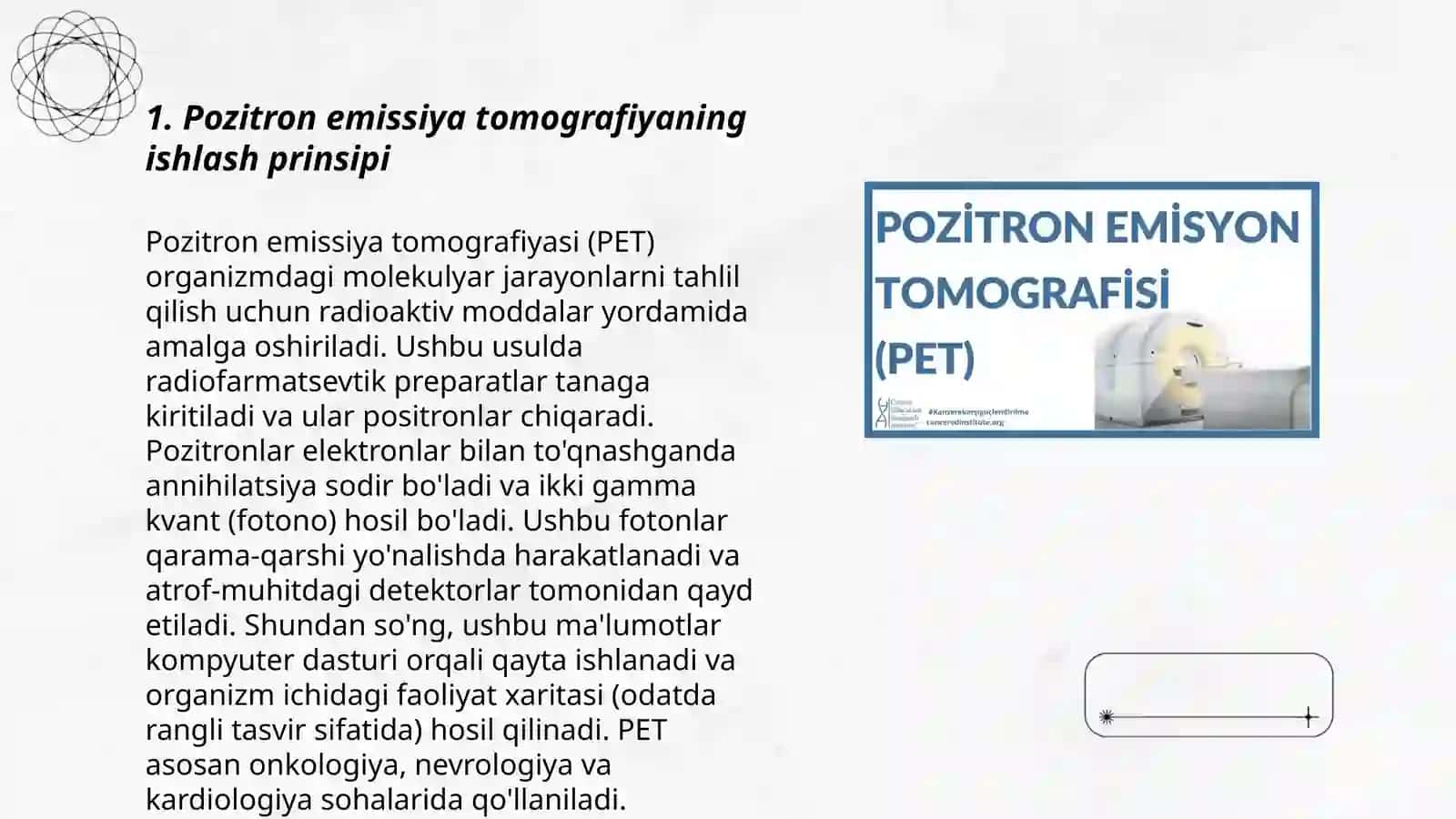 Radio tashxis qurilmalar pozitron emission tomografiya 3