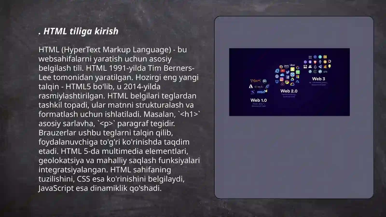 HTML tilida web sahifalarni yaratish 3