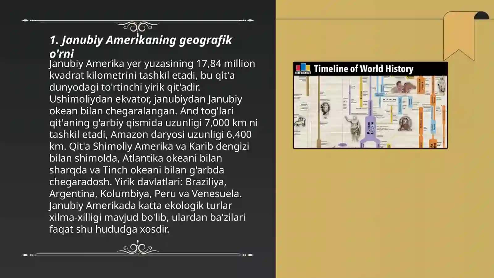 Janubiy Amerika materigining geografik órni, órganilish tarixi, geologik tuzilishi, foydali qazilmalari va relyefi 3