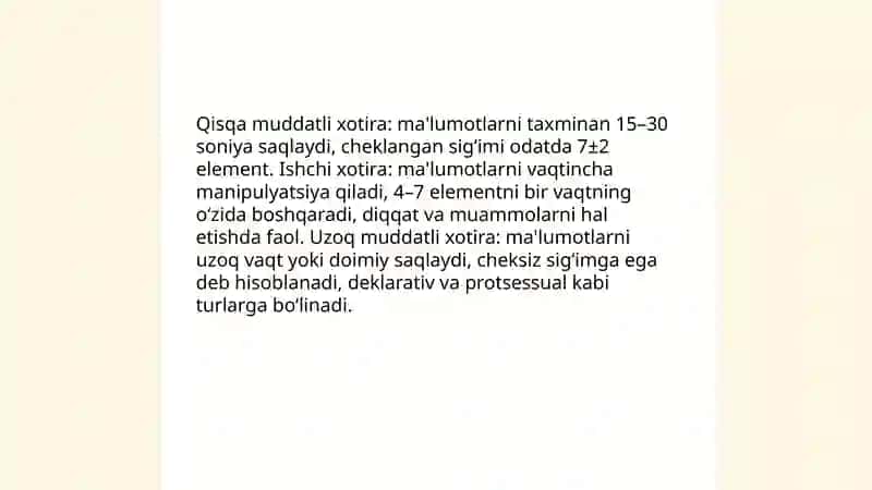 Xotira. Tafakkur 3