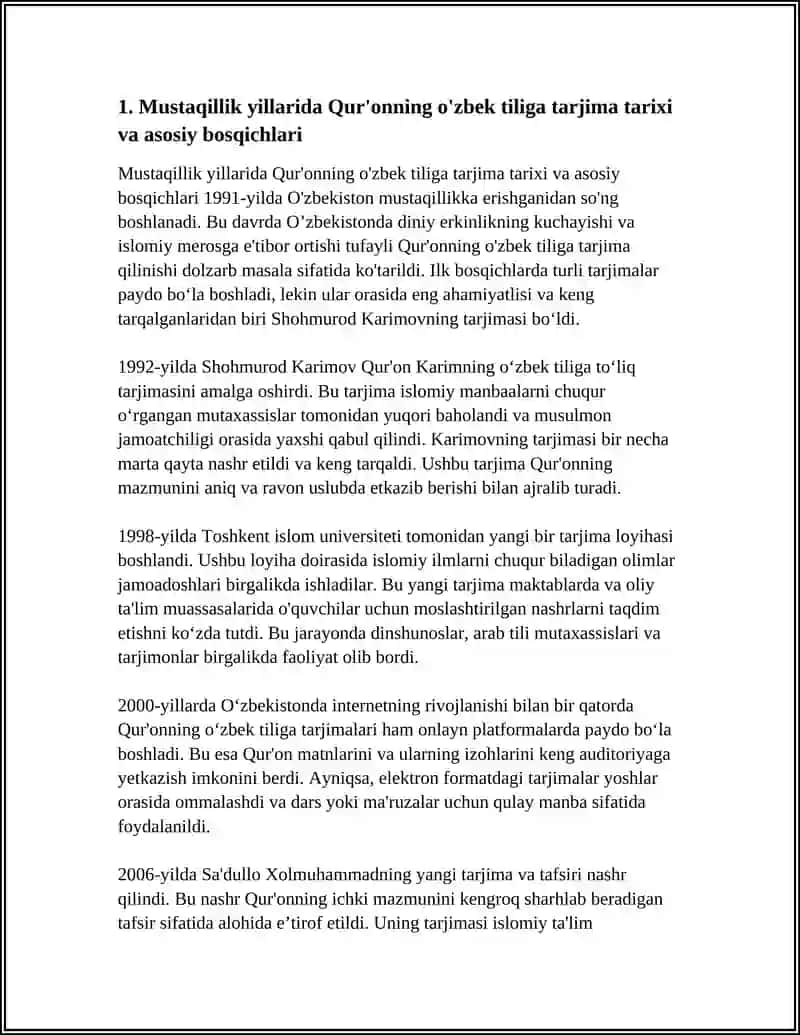 MUSTAQILLIK YILLARIDA QUR'ONNING O'ZBEK TILIGA TARJIMA QILINISHI VA TA'SIRLARI 3