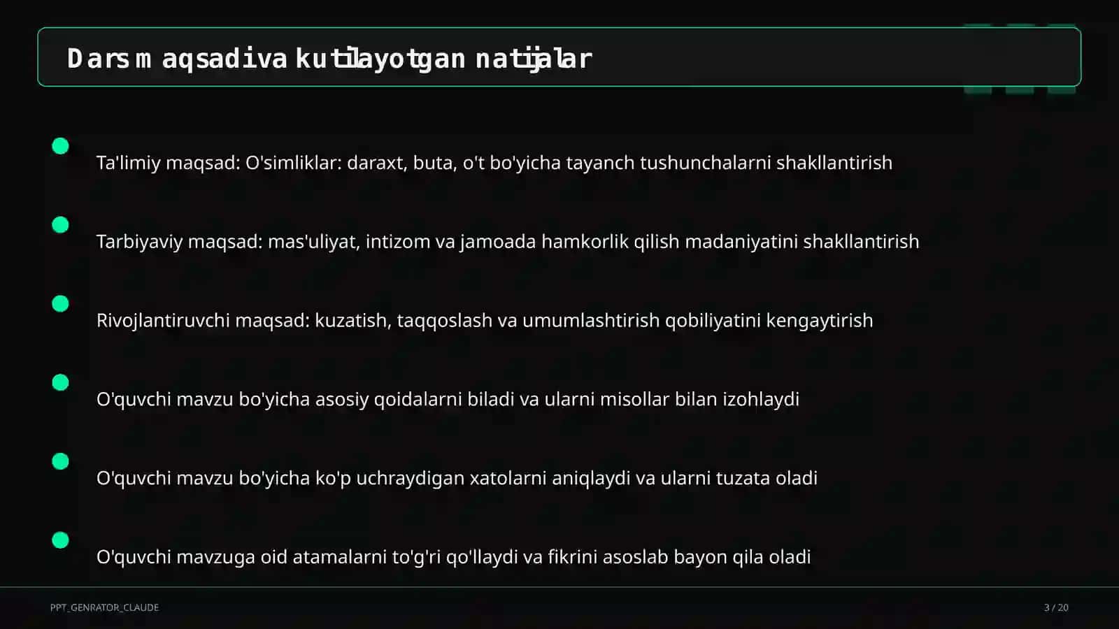 O'simliklar: daraxt, buta, o't (1-sinf) 3
