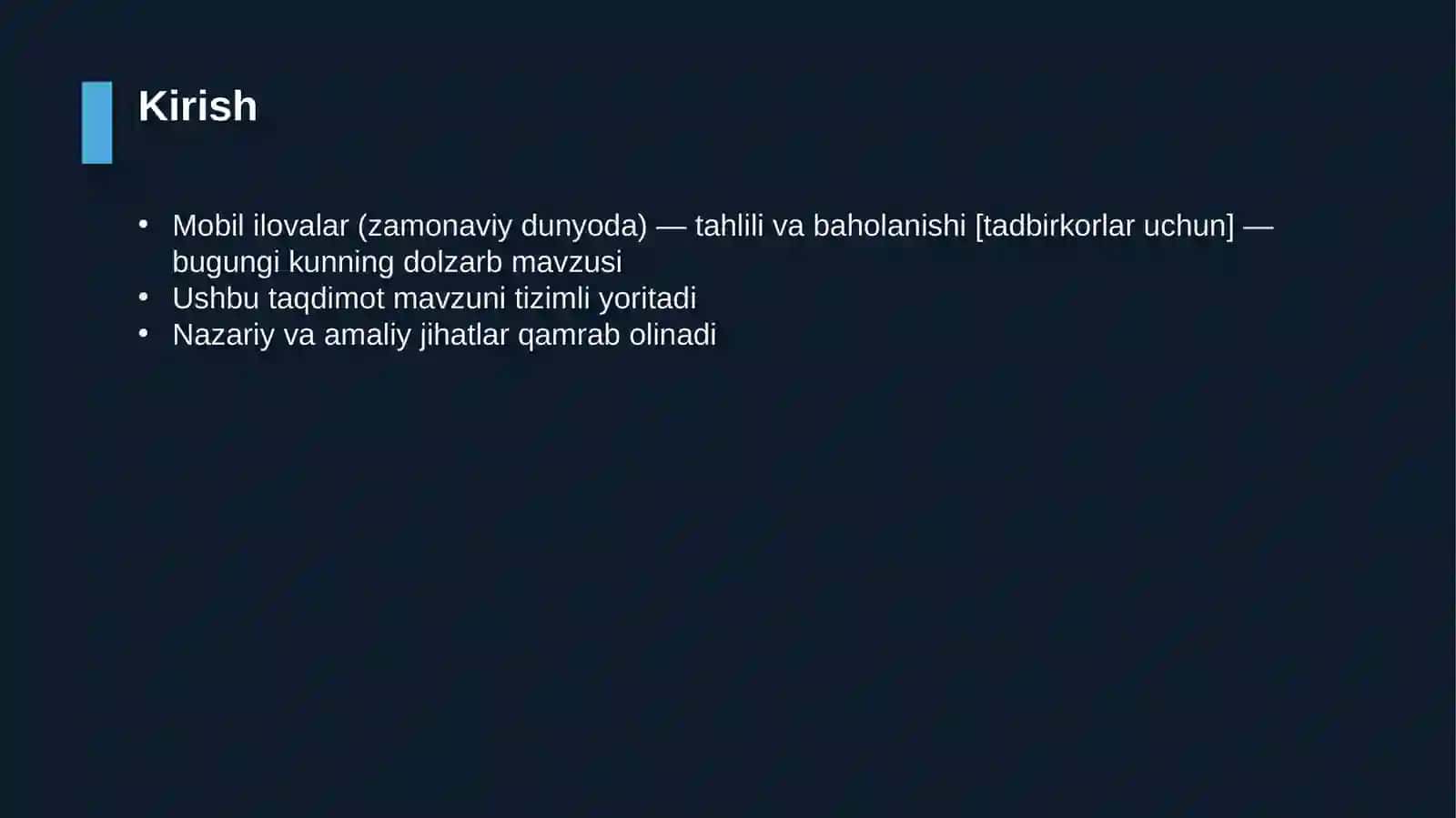 Mobil ilovalar (zamonaviy dunyoda) — tahlili va baholanishi [tadbirkorlar uchun] 3