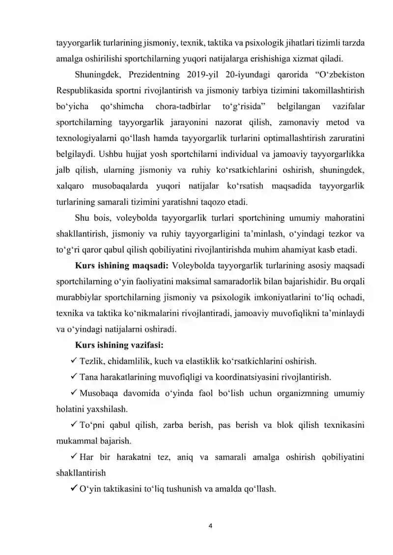 Voleybolda tayyorgarlik turlarining oʻrni va ahamiyati 3