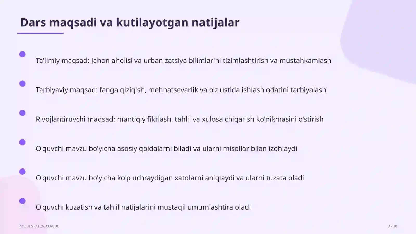Jahon aholisi va urbanizatsiya (10-sinf) 3