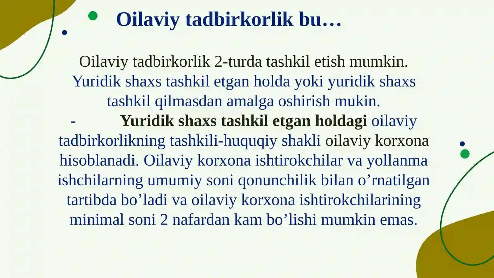 “Oilaviytadbirkorlik to’g’risida” darslik 3