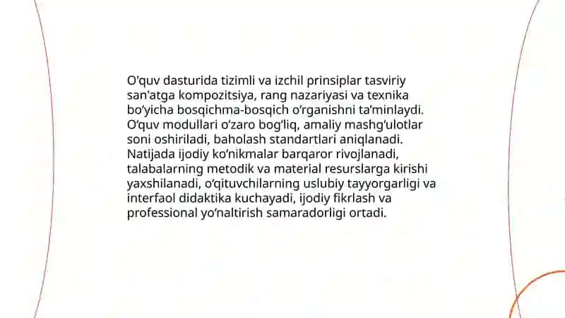 Ta'limning tizimlik va izchilik prinsiplarini amalga oshirish qoidalari tasviriy sanatga tasiri 3