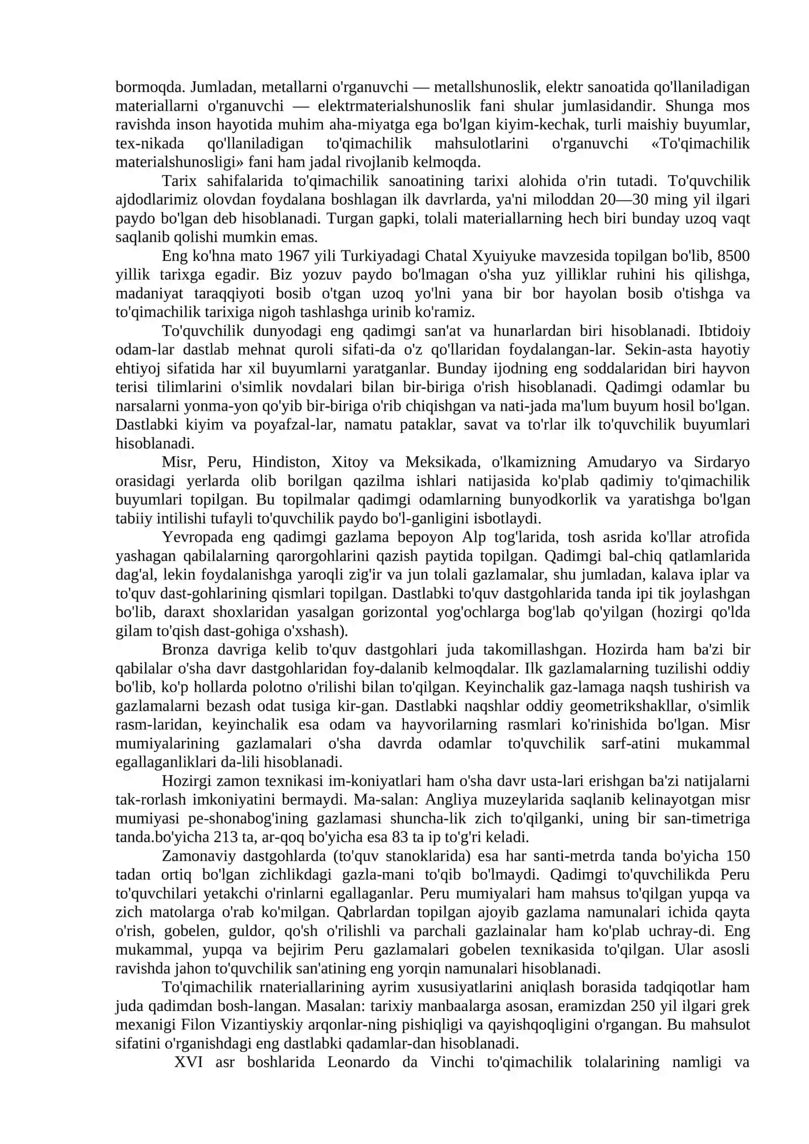 “TIKUVCHILIK MATERIALSHUNOSLIGI” FANIDAN o'quv qo'llanma 3