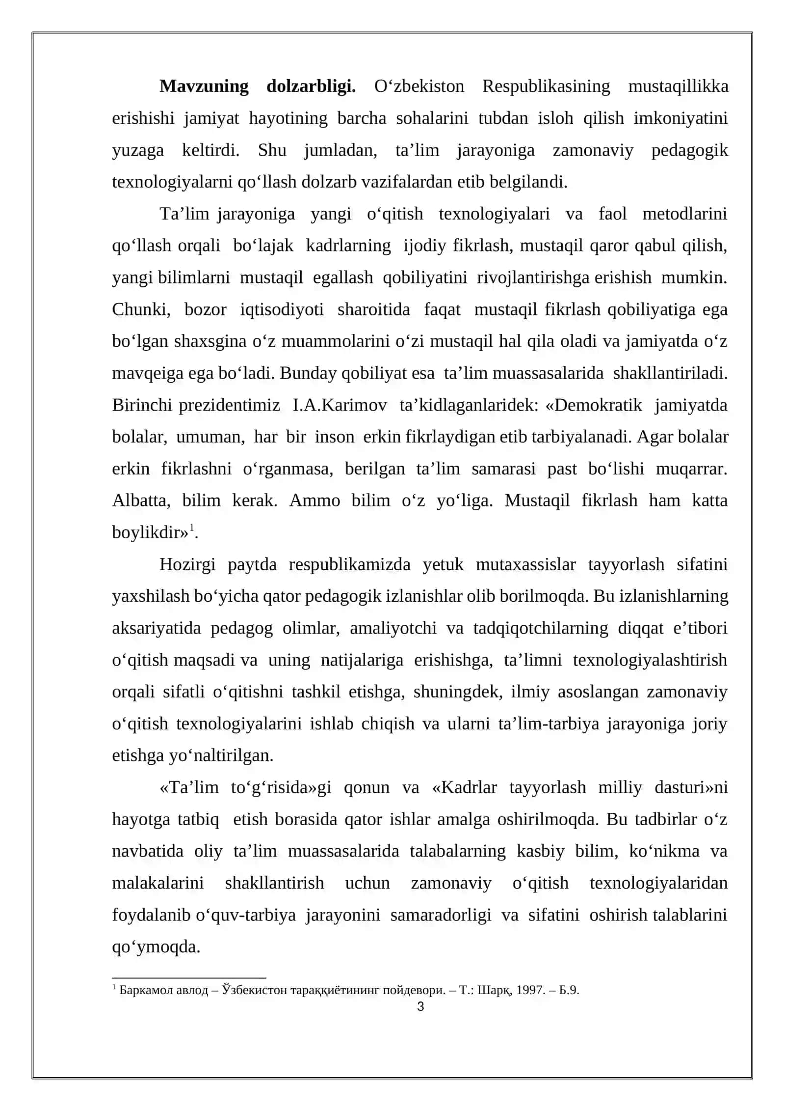“Badiiy obraz, xarakter, tip” modulini o‘qitishda o‘yin texnologiyalaridan foydalanish” mavzusidagi Bitiruv malakaviy ishi 3