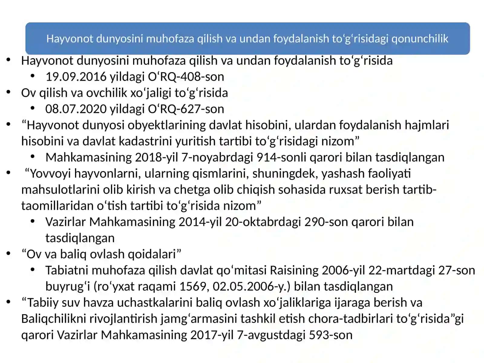 HAYVONOT DUNYOSINI MUHOFAZA QILISH VA UNDAN FOYDALANISHtartibi 3