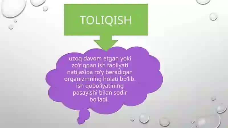 TOLIQISH VA ISHDAN SO‘NG DAM OLISH DAVRIDA ORGANIZMDA SODIR BO‘LADIGAN BIOKIMYOVIY 0‘ZGARISHLAR 3