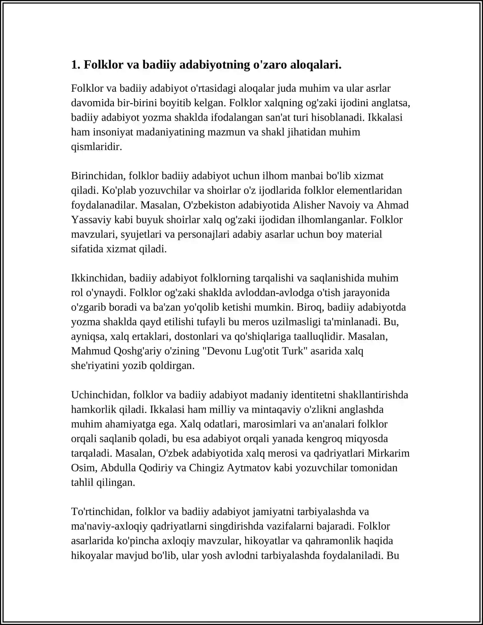 FOLKLOR VA BADIIY ADABIYOT MUNOSABATLARI. FOLKLORIZM TUSHUNCHASI 3