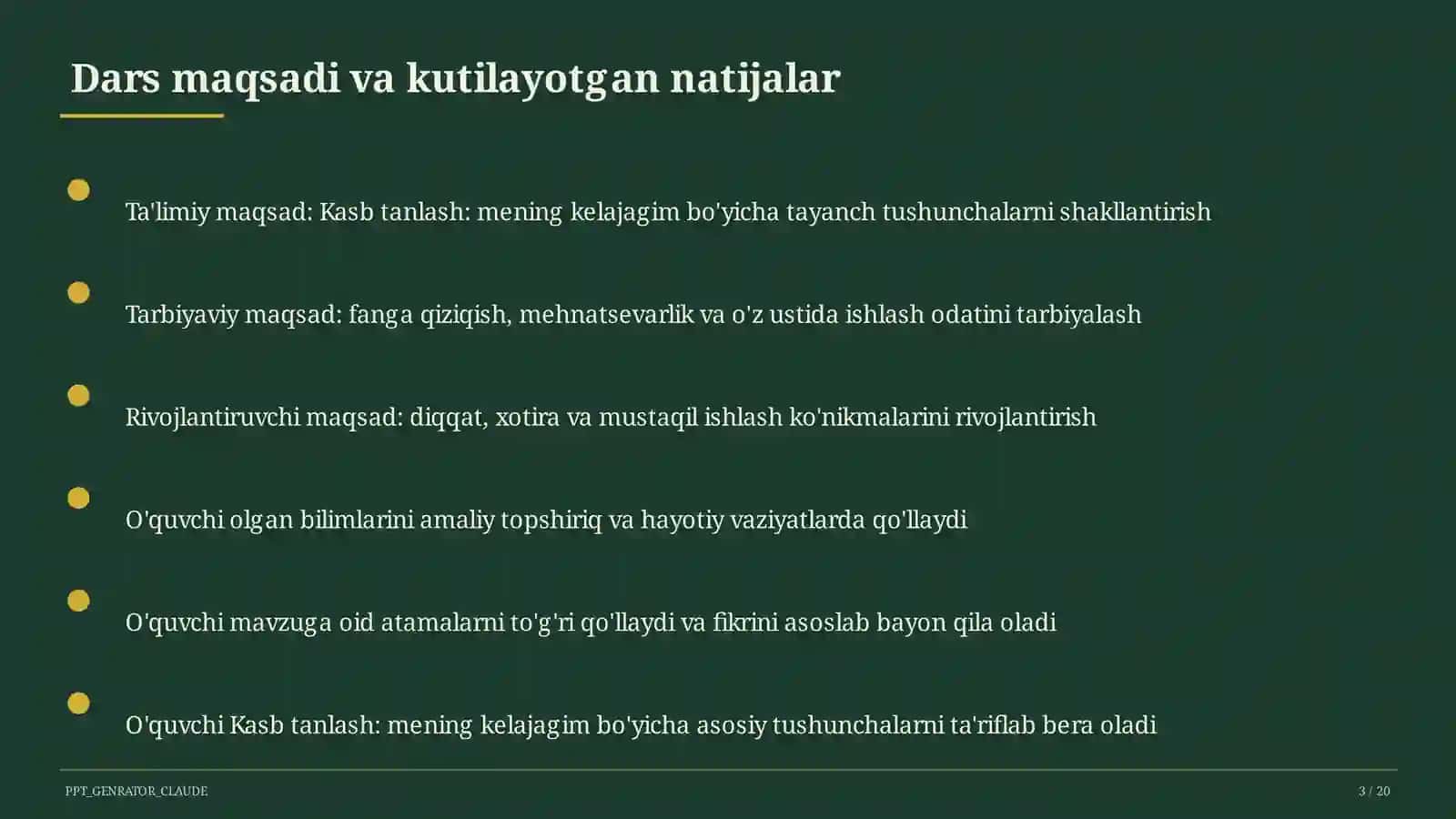 Sinf soati va tarbiyaviy tadbirlar (1–11) — o'qituvchilar uchun 3