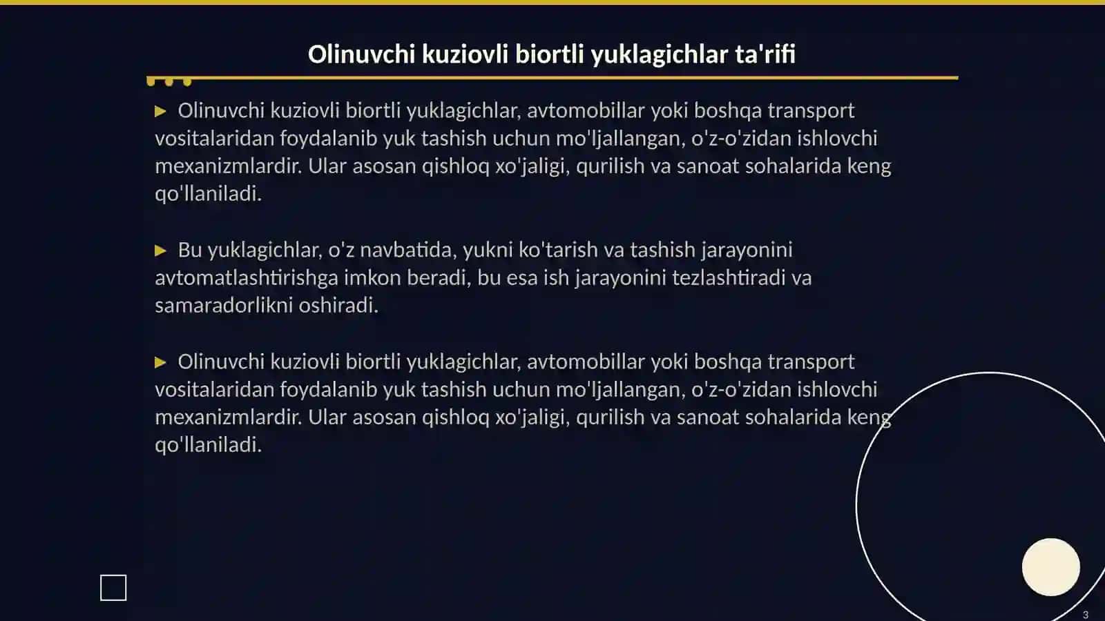 Olinuvchi kuziovli biortli oʻzi yuklagichkar 3