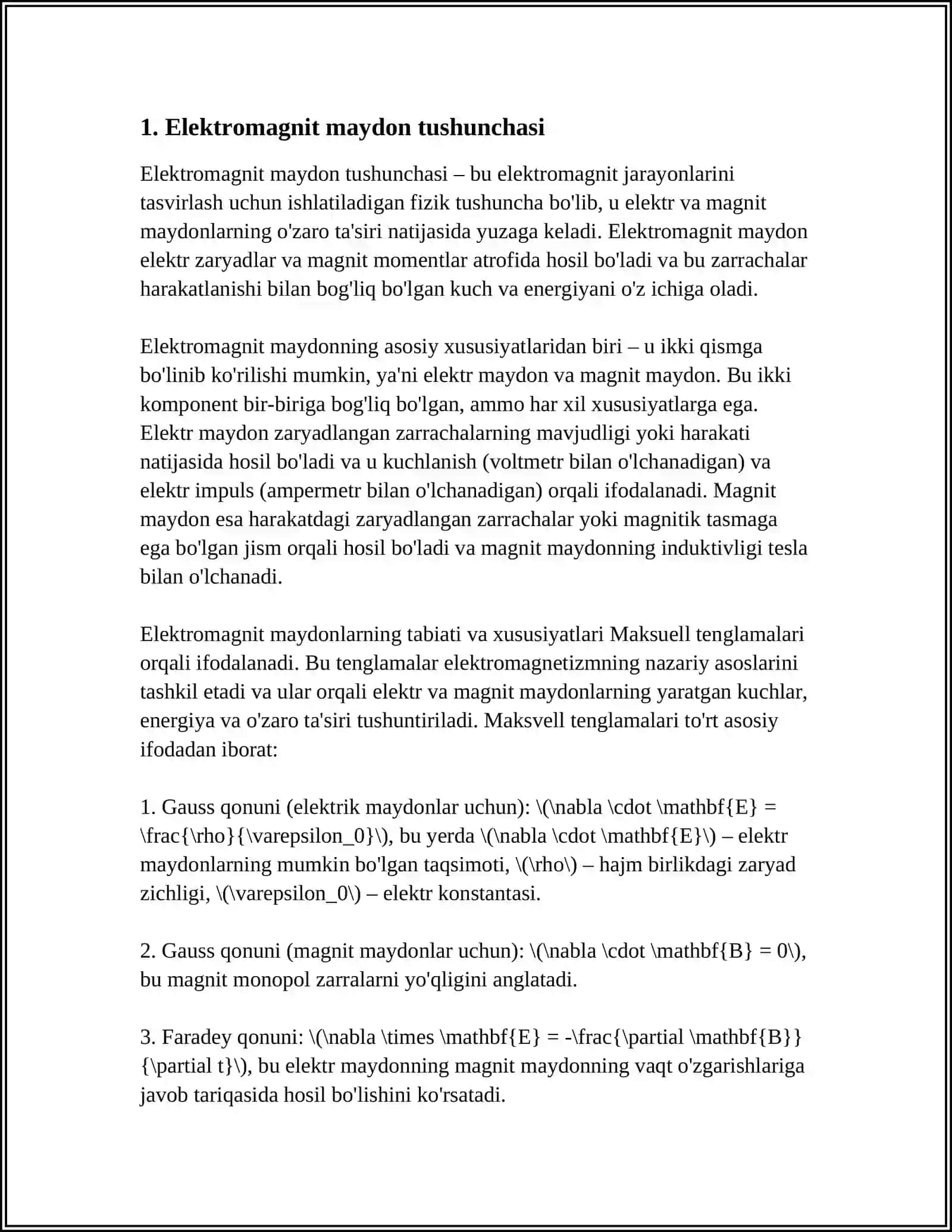 ELEKTR SILJISH VEKTORI. ELEKTR SILJISH VEKTORI UCHUN GAUSS TEOREMASI 3