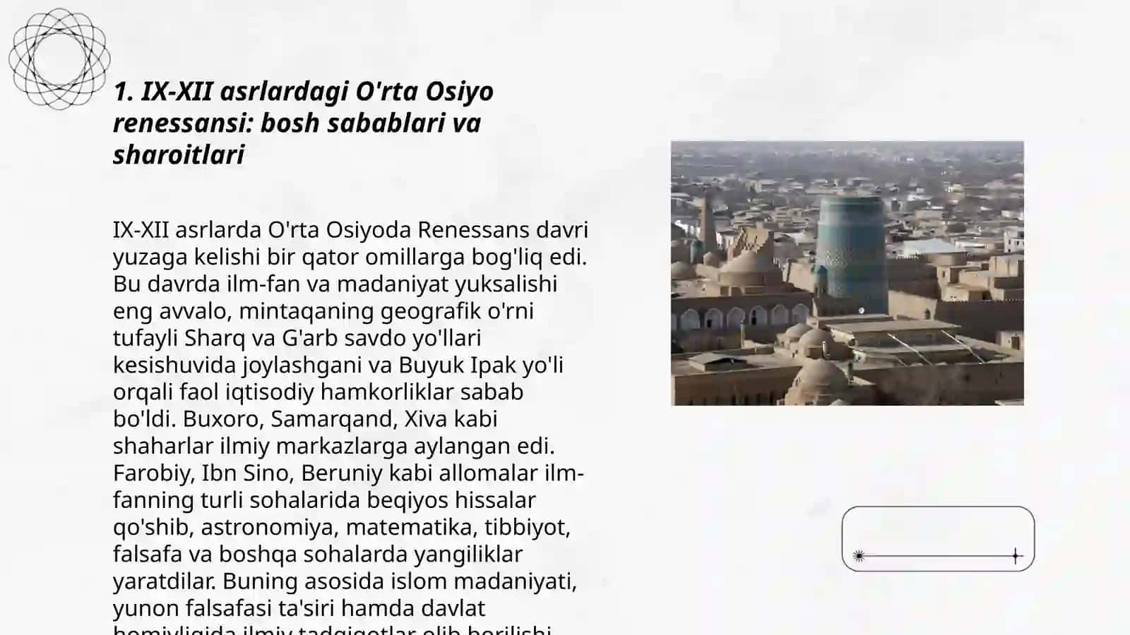 IX-XII asrlarda mamlakatimiz hududida ro‘y bergan madaniy uyg‘onish (Renessans) 3