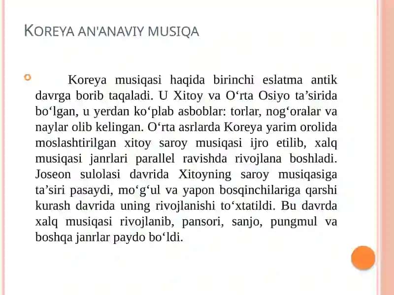 Koreya musiqa san’ati 3