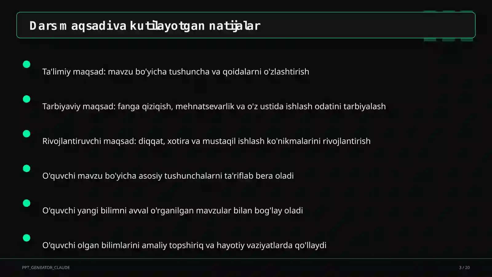 Tasviriy san'at va musiqa (1–7) — ochiq dars uchun 3
