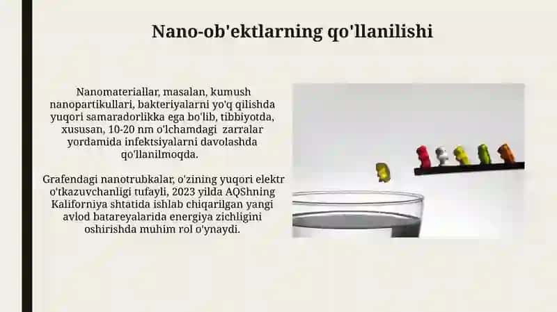 Nanoob'yektlar olinishi va kolloid moddalar bilan solishtirish 3