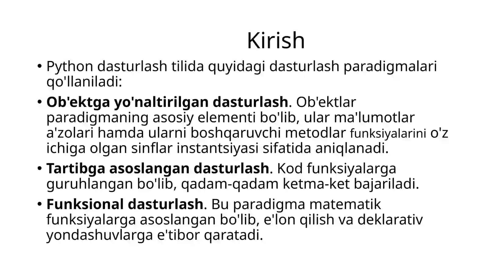 Python dasturlash tilining asosiy tasnifi 3