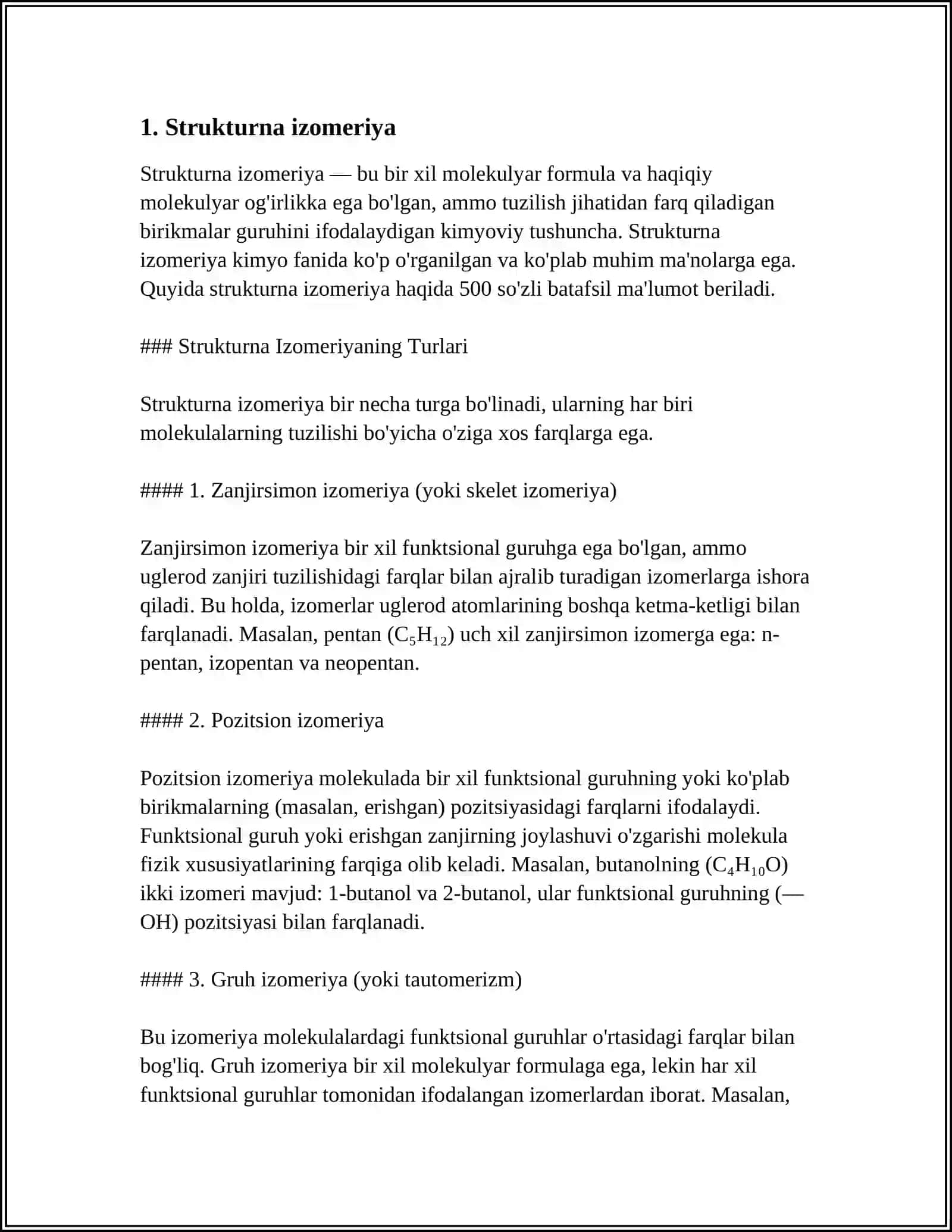 ORGANIK KIMYODA IZOMERIYA TUSHUNCHASI. IZOMERIYA TURLARI 3