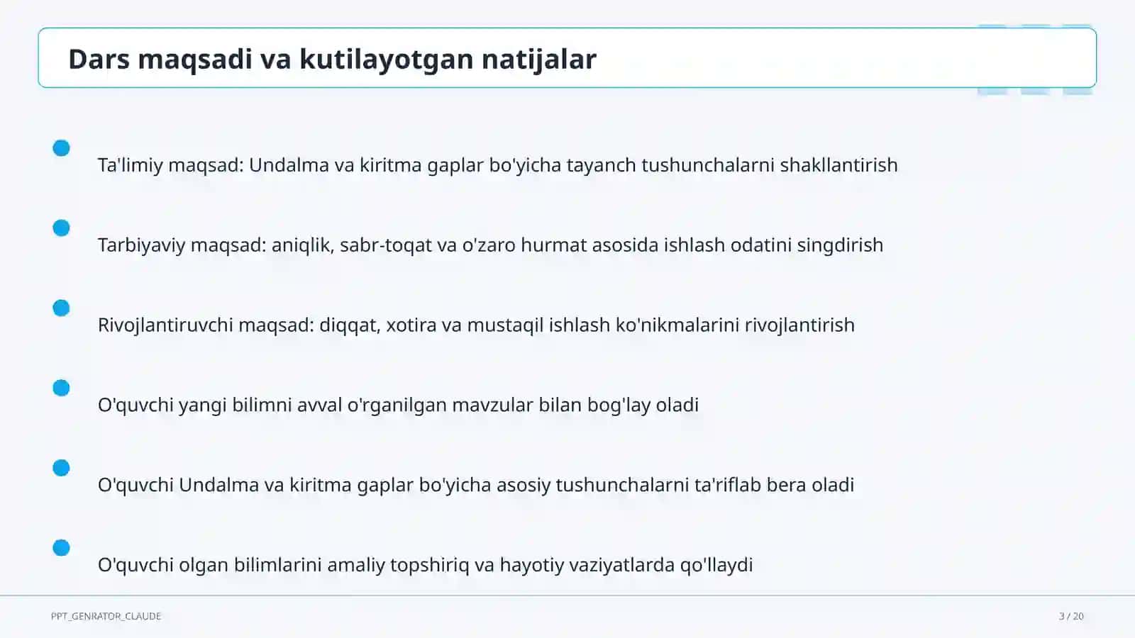 Undalma va kiritma gaplar (8-sinf) 3
