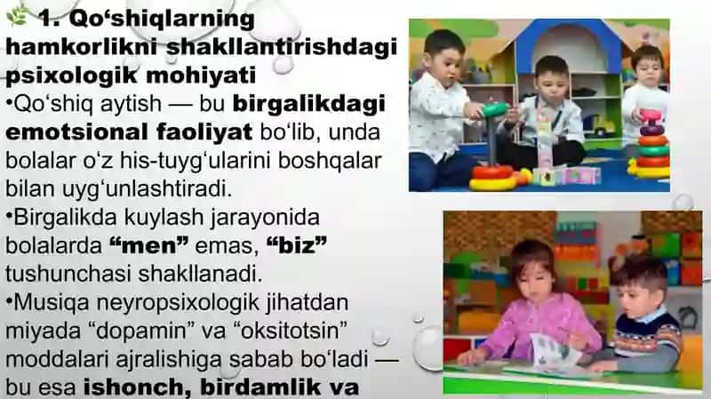 Qoʻshiqlar orqali bolalarda hamkorlikni rivojlantirish 3
