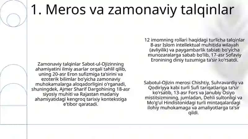 Sabot-ul Ojizin asarida e'tiqod masalalari, tariqatlar silsilasi 3