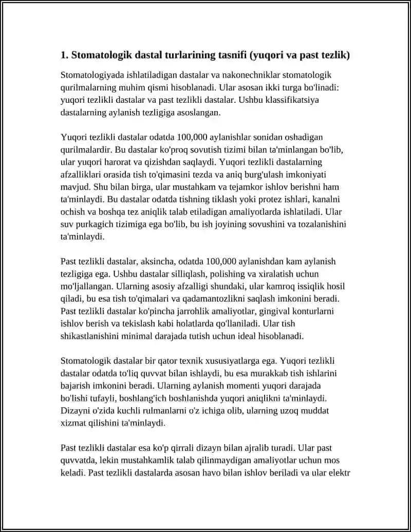 STOMATOLOGIK QURILMALAR STOMATOLOGIYADA QOʻLLANILADIGAN DASTALAR VA NAKONECHNIKLAR ULARNI OʻRNATISH QOIDALARI 3