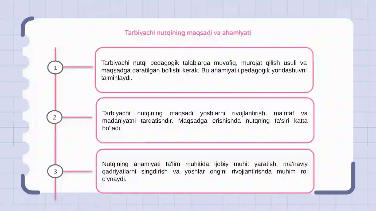 Tarbiyachi nutqiga qòyiladigan pedagagik talablar 3