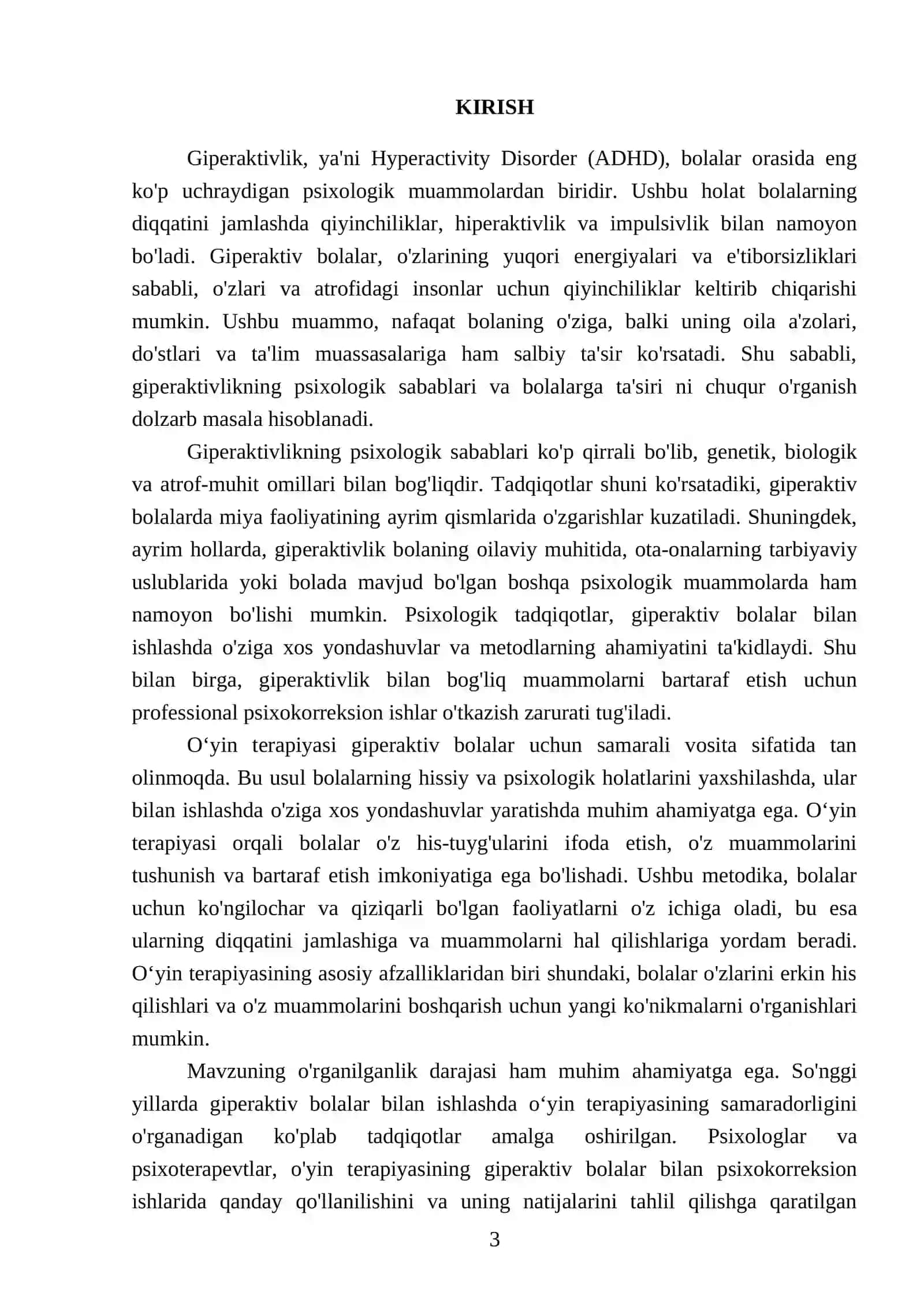 Giperaktiv bolalar bilan psixokorreksion ish jarayonida oʻyin terapiyasidan foydalanish 3