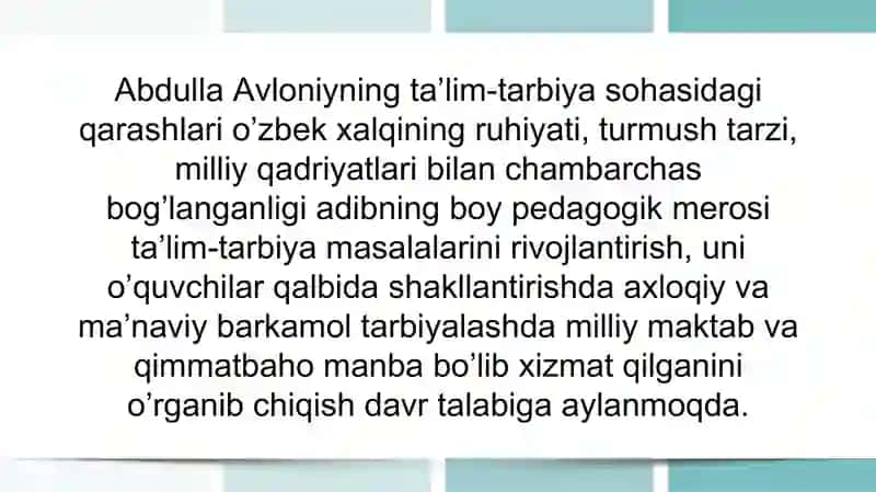 Abdulla Avloniy asarlaridan vijdon tarbiyasi masalalari 3