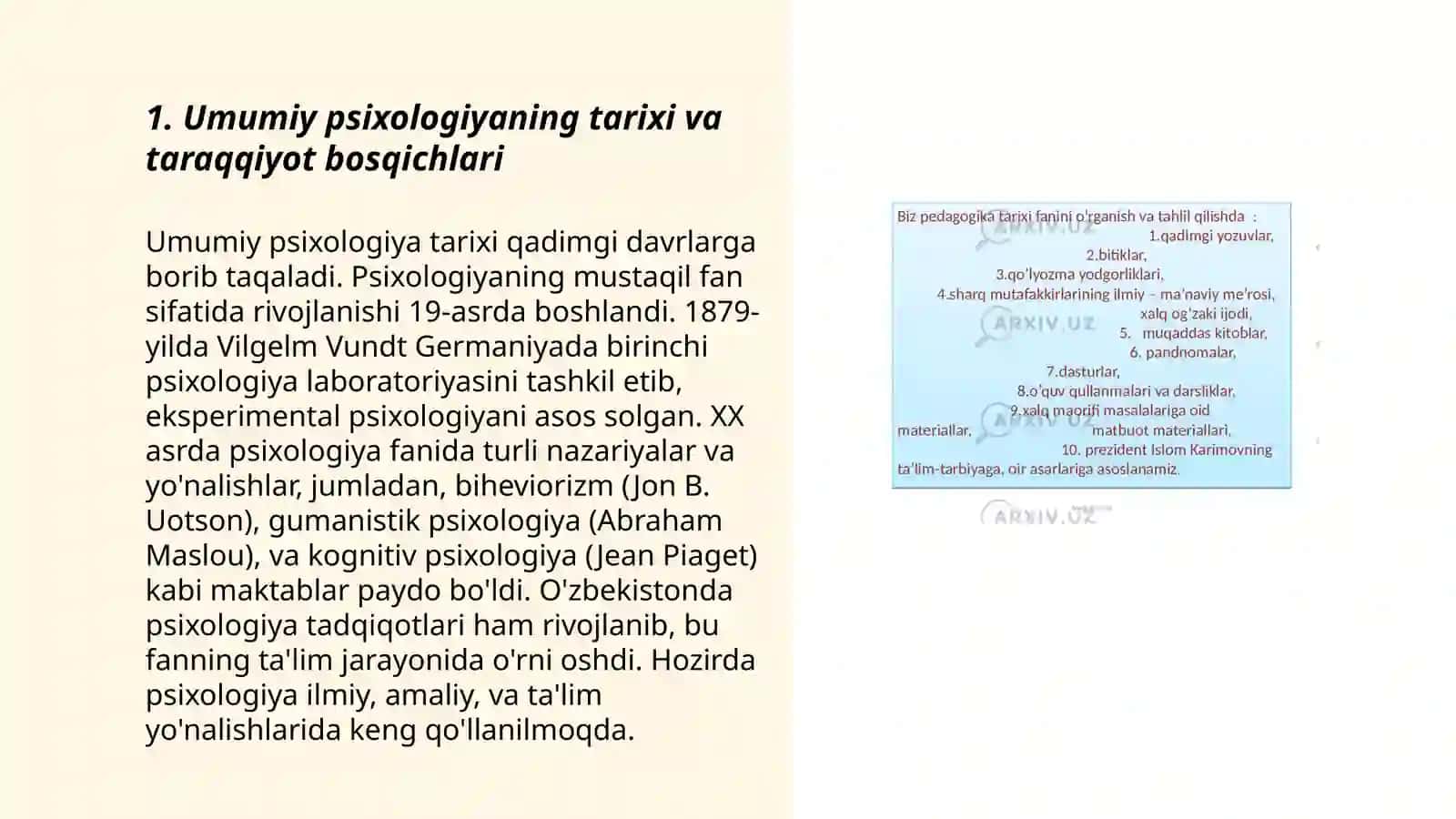 Umumiy psixologiya fanining taraqqiyot bosqichlari predmeti va asosiy vazifalari 3