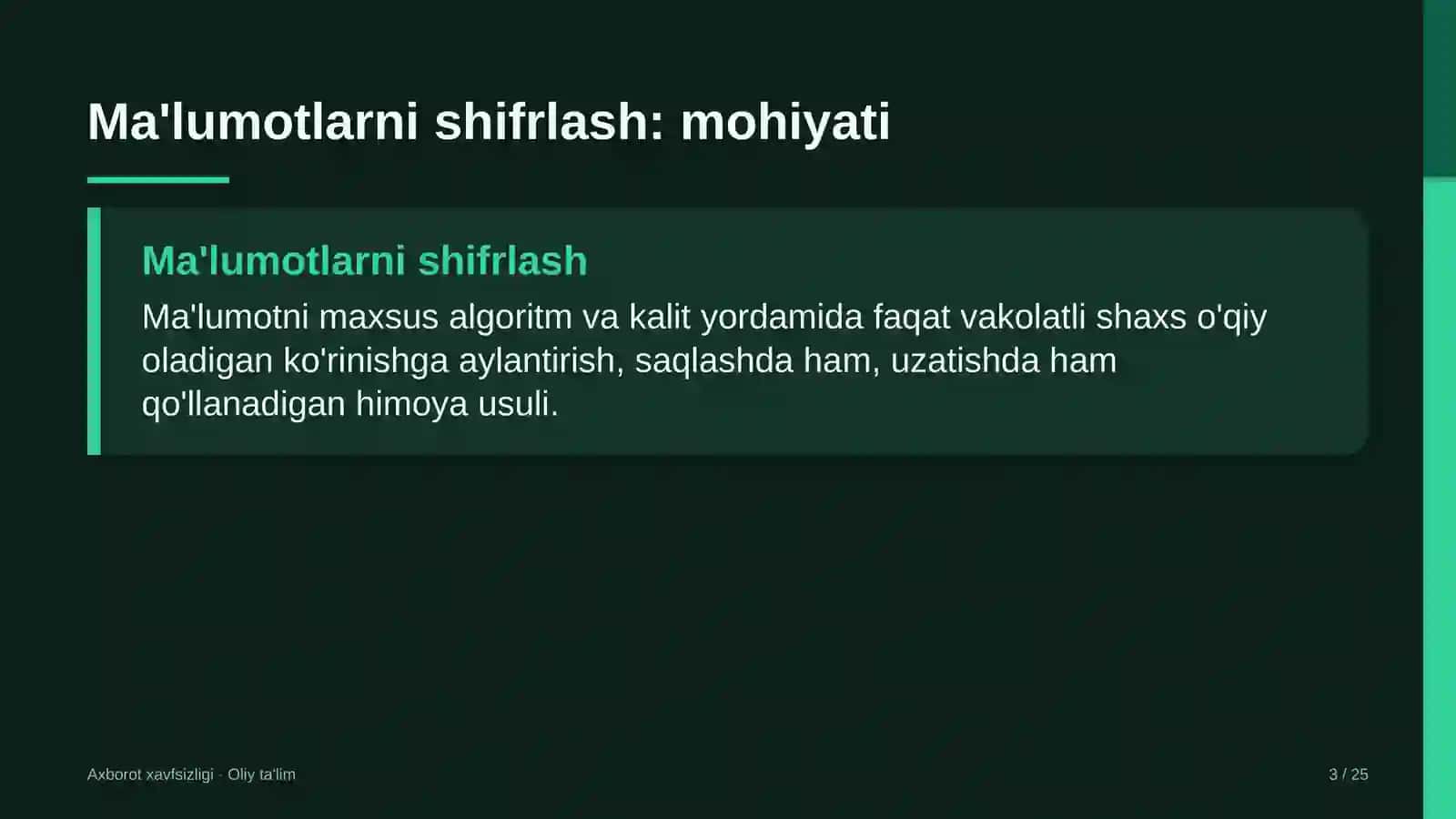 neft bazalarida ma'lumotlarni shifrlash 7377 3