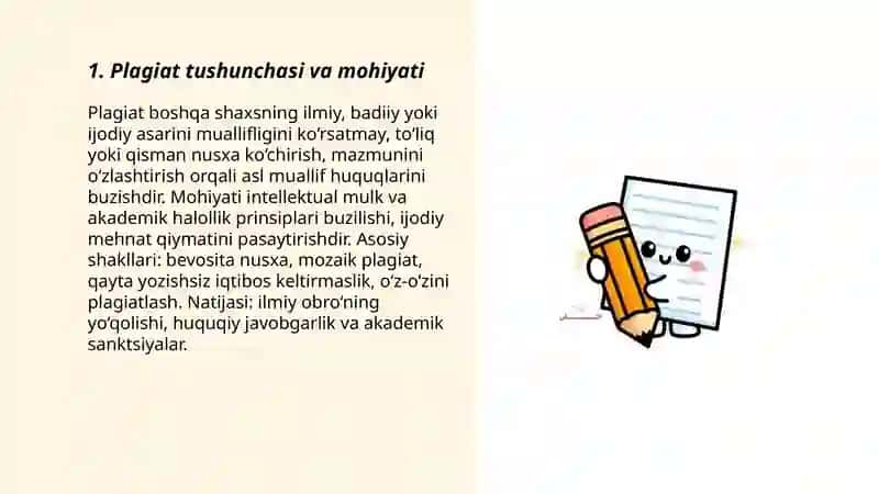 Plagiat haqida tushuncha. Antiplagiat haqida huquqiy va meʼyoriy tushuncha 3