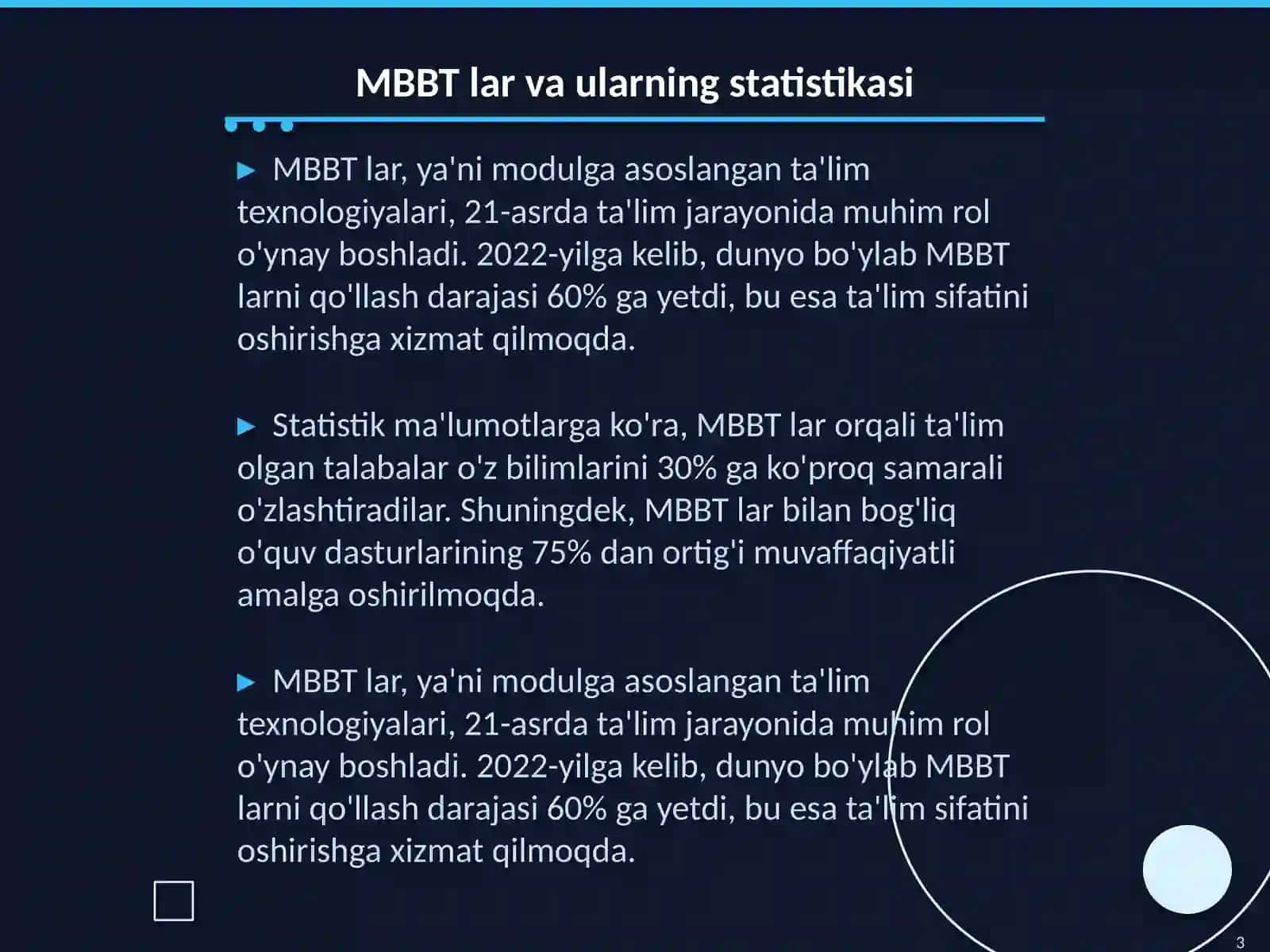 Zamonaviy MBBT lar statistikasi asosida texnologik tendentsiyalar va rivojlanish yoʻnalishlari 3