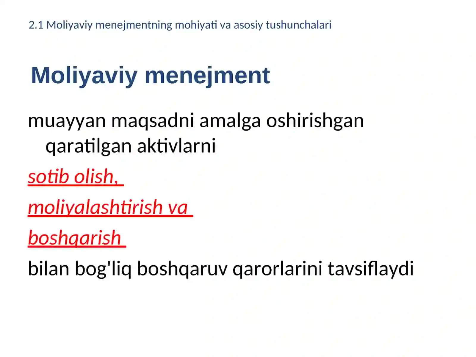 moliyaviy menejmentning kontseptual asoslari 3