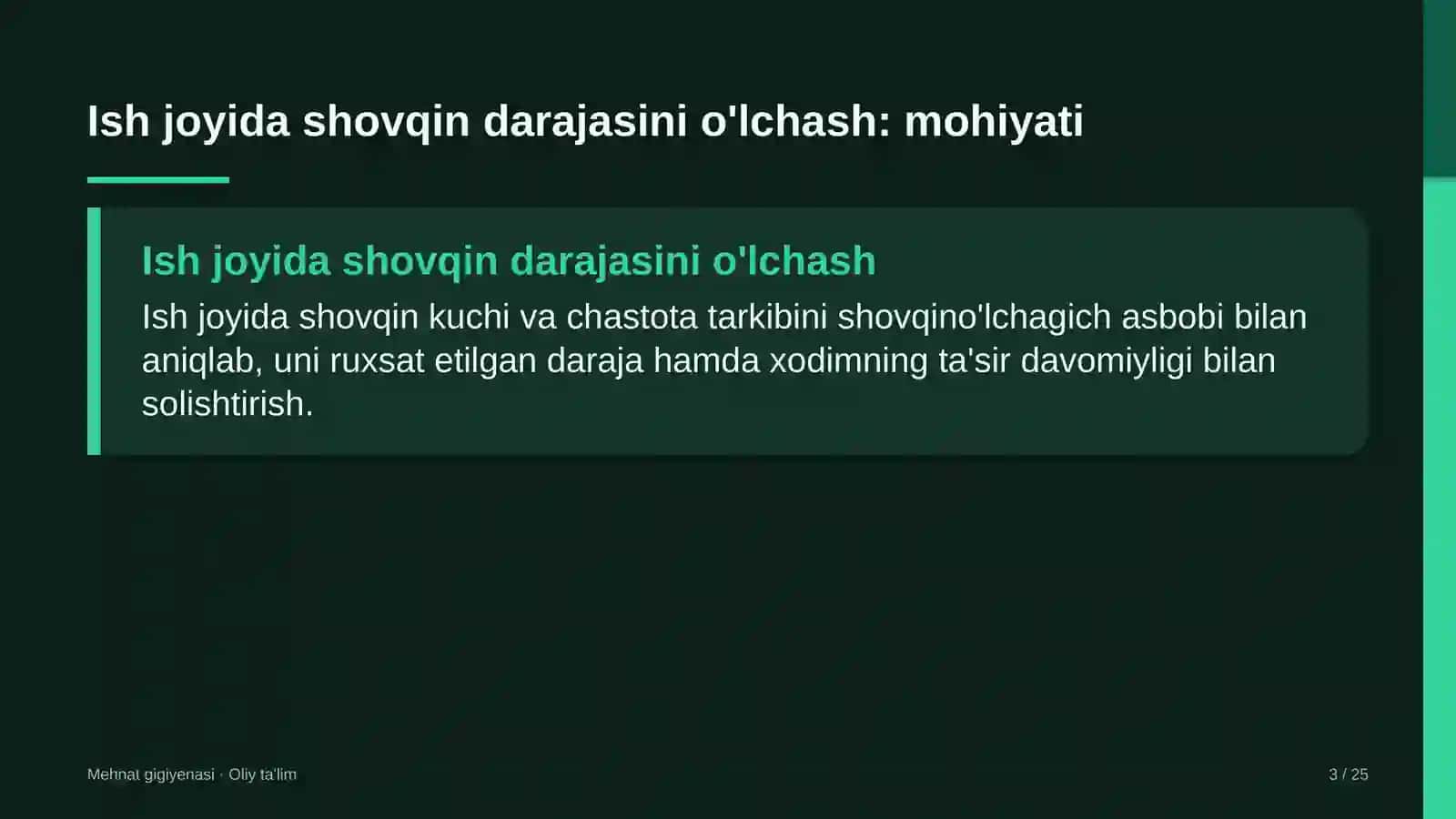 Ko'p tarmoqli shifoxonalarda ish joyida shovqin darajasini o'lchash 3