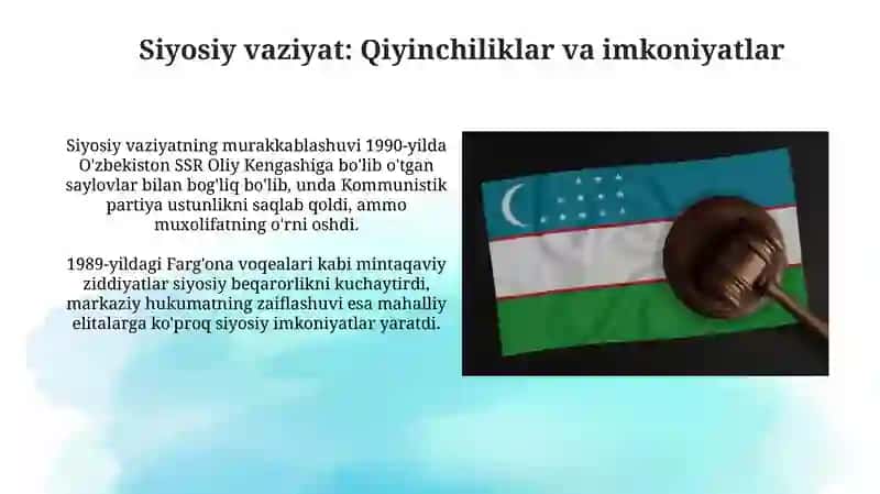 Mustaqilikga erishish arafasida O’zbekistondagi ijtimoiy -Siyosiy jarayonlar 3